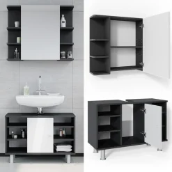 Badmöbel-Set Fynn Anthrazit 2 Teile, Unterschrank 80 cm Vicco