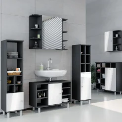 Badmöbel-Set Fynn Anthrazit 2 Teile, Unterschrank 80 cm Vicco