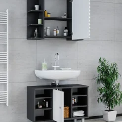 Badmöbel-Set Fynn Anthrazit 2 Teile, Unterschrank 80 cm Vicco