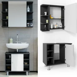 Badmöbel-Set Fynn Anthrazit 2 Teile Vicco