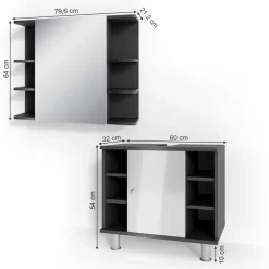 Badmöbel-Set Fynn Anthrazit 2 Teile Vicco