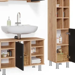 Badmöbel-Set Fynn Goldkraft Eiche 4 Teile, mit Midischränke Vicco