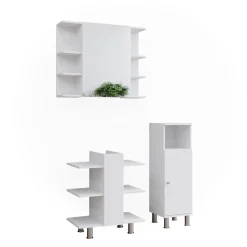 Badmöbel-Set Fynn Weiß 3 Teile, mit Midischrank Vicco
