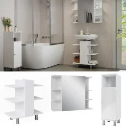 Badmöbel-Set Fynn Weiß 3 Teile, mit Midischrank Vicco