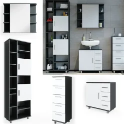 Badmöbel-Set Ilias Anthrazit 4 Teile Vicco