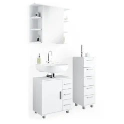 Badmöbel-Set Ilias Weiß 3 Teile, mit Midischrank Vicco