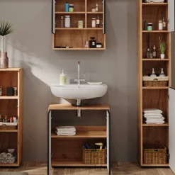 Badmöbel-Set Irma Anthrazit mit Wabenstruktur 4 Teile, mit Hochschrank Vicco