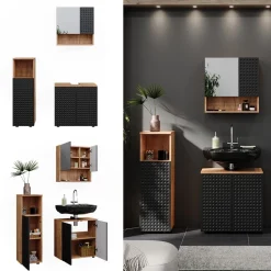 Badmöbel-Set Irma Anthrazit gepunktet 3 Teile Vicco