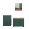 Badmöbel-Set Irma Grün/Goldkraft Eiche 3 Teile, mit Unterschrank 80 cm Vicco