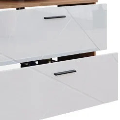 Badmöbel-Set Irma Weiß Hochglanz/Goldkraft Eiche 3 Teile, mit Unterschrank 80 cm Vicco