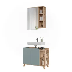 Badmöbel-Set Karen Sonoma/Blau 2 Teile Vicco