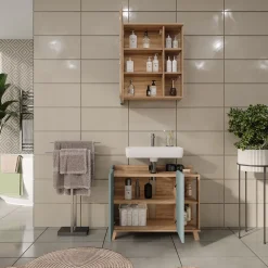 Badmöbel-Set Karen Sonoma/Blau 2 Teile Vicco