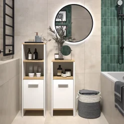 Badmöbel-Set Karli Weiß/Goldkraft Eiche 2 Teile Vicco