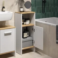 Badmöbel-Set Karli Weiß/Goldkraft Eiche 2 Teile Vicco