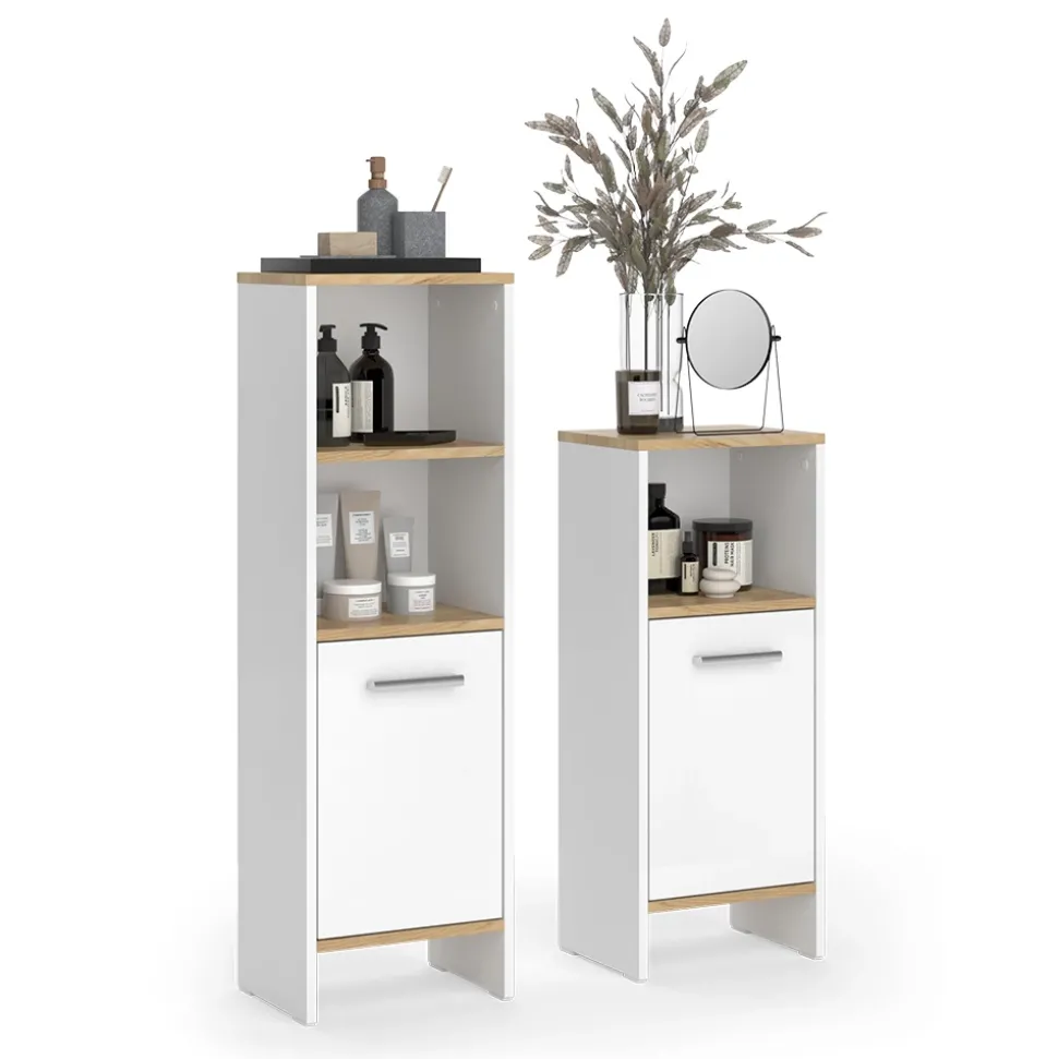 Badmöbel-Set Karli Weiß/Goldkraft Eiche 2 Teile Vicco