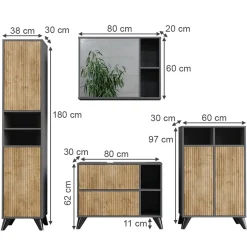 Badmöbel-Set Leano Anthrazit/Bergeiche 80 cm, Set 4 Vicco