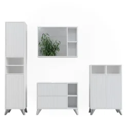 Badmöbel-Set Leano Weiß 80 cm, Set 4 Vicco