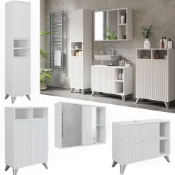 Badmöbel-Set Leano Weiß 80 cm, Set 4 Vicco