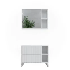 Badmöbel-Set Leano Weiß 80 cm, Set 1 Vicco