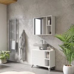 Badmöbel-Set Leano Weiß 80 cm, Set 1 Vicco