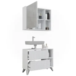 Badmöbel-Set Leano Weiß 80 cm, Set 1 Vicco