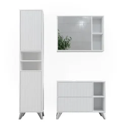 Badmöbel-Set Leano Weiß 80 cm, Set 3 Vicco