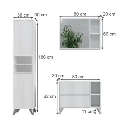 Badmöbel-Set Leano Weiß 80 cm, Set 3 Vicco