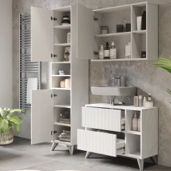 Badmöbel-Set Leano Weiß 80 cm, Set 3 Vicco