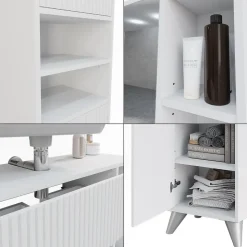 Badmöbel-Set Leano Weiß 80 cm, Set 3 Vicco