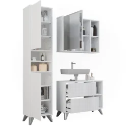 Badmöbel-Set Leano Weiß 80 cm, Set 3 Vicco