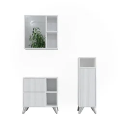 Badmöbel-Set Leano Weiß 3 Teile Vicco