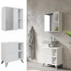 Badmöbel-Set Leano Weiß 2 Teile Vicco