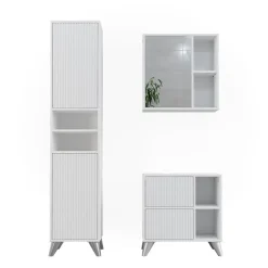 Badmöbel-Set Leano Weiß 3 Teile Vicco