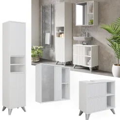 Badmöbel-Set Leano Weiß 3 Teile Vicco