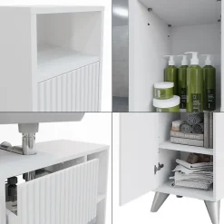 Badmöbel-Set Leano Weiß 4-teiliges Set Vicco