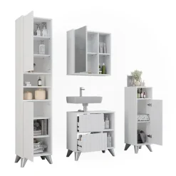 Badmöbel-Set Leano Weiß 4-teiliges Set Vicco