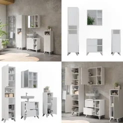 Badmöbel-Set Leano Weiß 4-teiliges Set Vicco