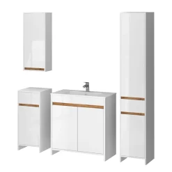 Badmöbel-Set Lemgo Weiß Hochglanz 5er-Set Vicco