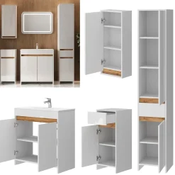 Badmöbel-Set Lemgo Weiß Hochglanz 5er-Set Vicco