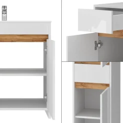 Badmöbel-Set Lemgo Weiß Hochglanz 5er-Set Vicco