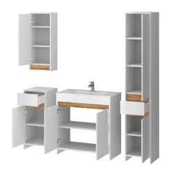 Badmöbel-Set Lemgo Weiß Hochglanz 5er-Set Vicco