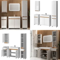 Badmöbel-Set Lemgo Weiß Hochglanz 5er-Set Vicco