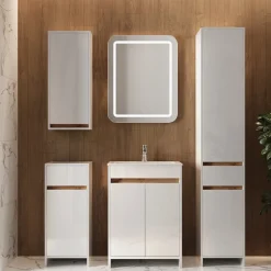 Badmöbel-Set Lemgo Weiß Hochglanz 5er-Set Vicco