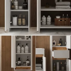 Badmöbel-Set Lemgo Weiß Hochglanz 5er-Set Vicco