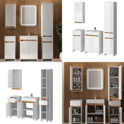 Badmöbel-Set Lemgo Weiß Hochglanz 5er-Set Vicco