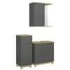 Badmöbel-Set Livia Anthrazit/Eiche 3 Teile, mit Midischrank Vicco