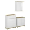 Badmöbel-Set Livia Weiß/Eiche 3 Teile, mit Midischrank Vicco