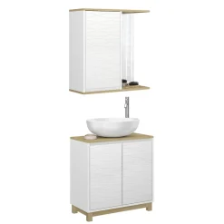 Badmöbel-Set Livia Weiß/Eiche 2 Teile Vicco