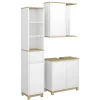 Badmöbel-Set Livia Weiß/Eiche 3 Teile, mit Hochschrank Vicco