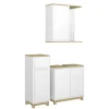 Badmöbel-Set Livia Weiß/Eiche 3 Teile, mit Midischrank Vicco